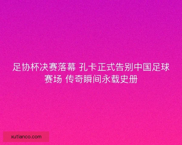 足协杯决赛落幕 孔卡正式告别中国足球赛场 传奇瞬间永载史册